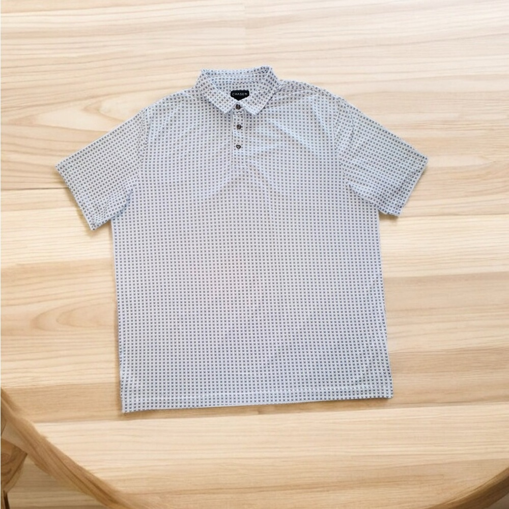 Chase 54 Polo Shirt XXL White Golf Performance Geometric Mens EUC